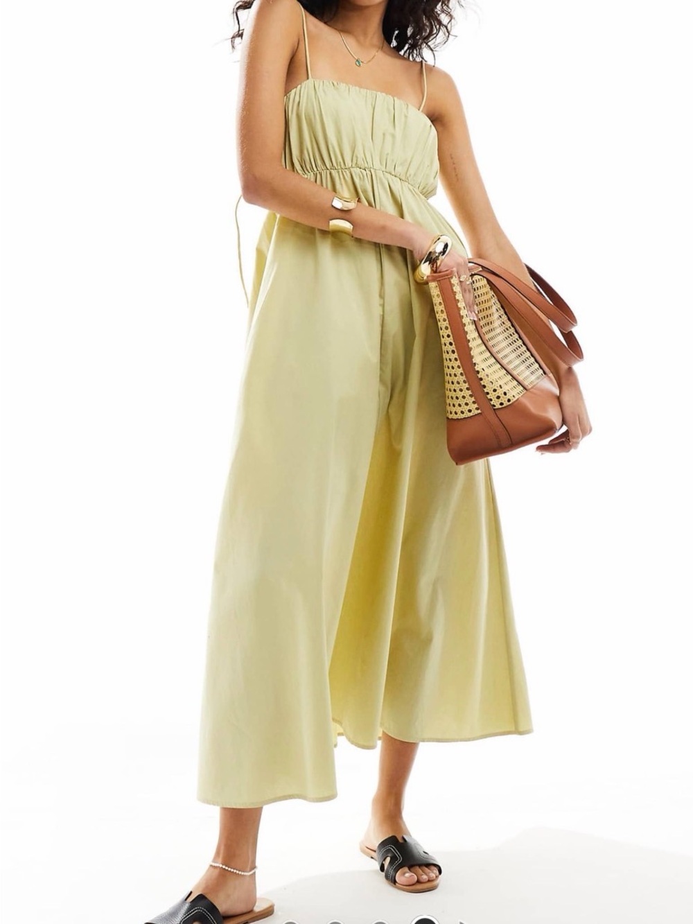 Lightweight Sage Maxi Dress with Spaghetti Straps